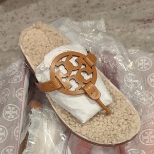 Tory Burch Tan Shearling Sandals
